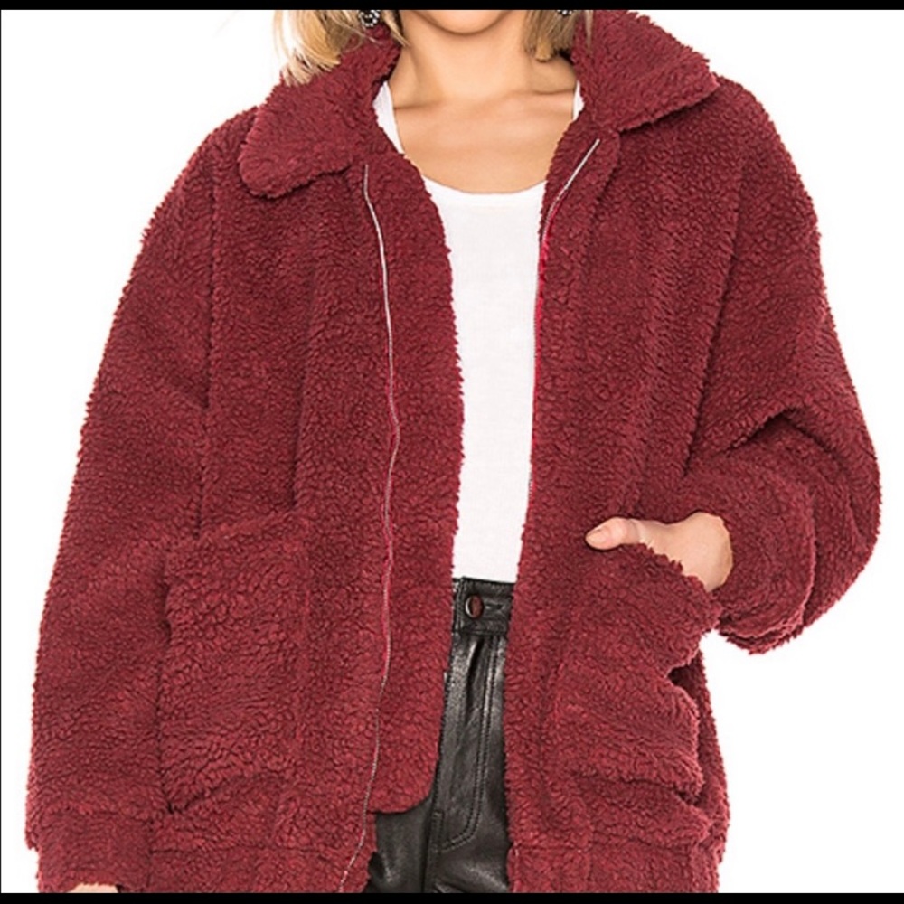 Burgundy I AM GIA Teddy Coat
